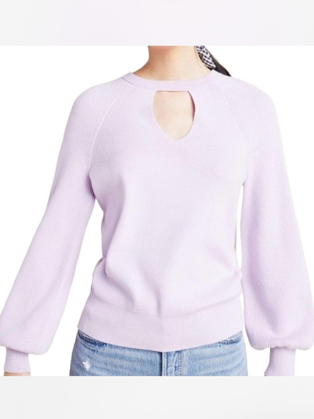 Anthropologie purple bishop sleeve Mary knit pullover sweater size small